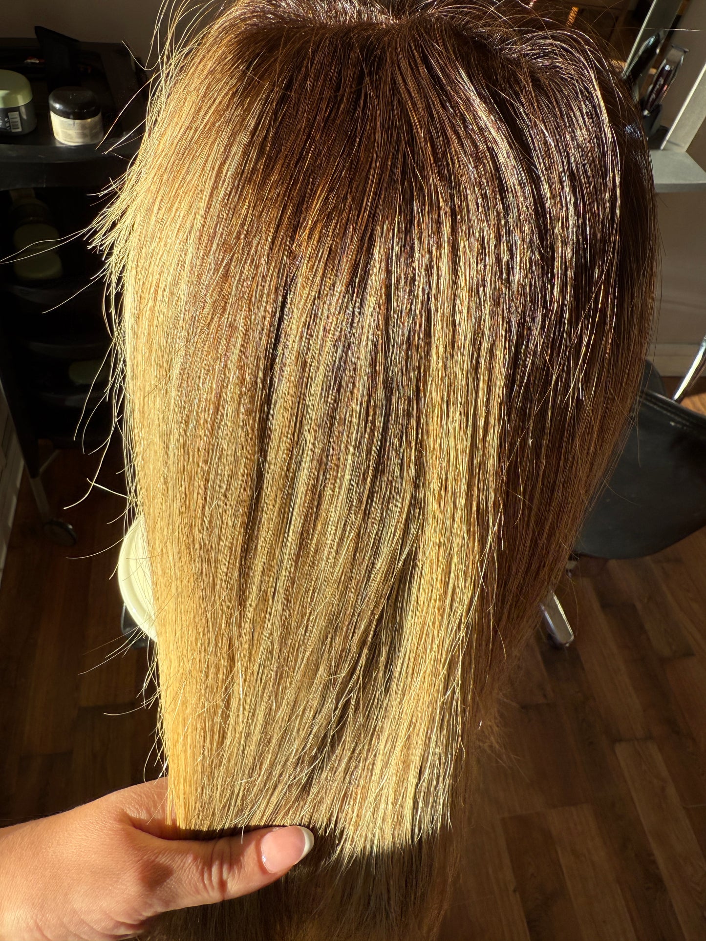 Blonde wig (please note that the roots are not bleached)