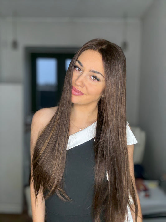 360° Full Lace Wig. Color 3 w. Warm Highlights