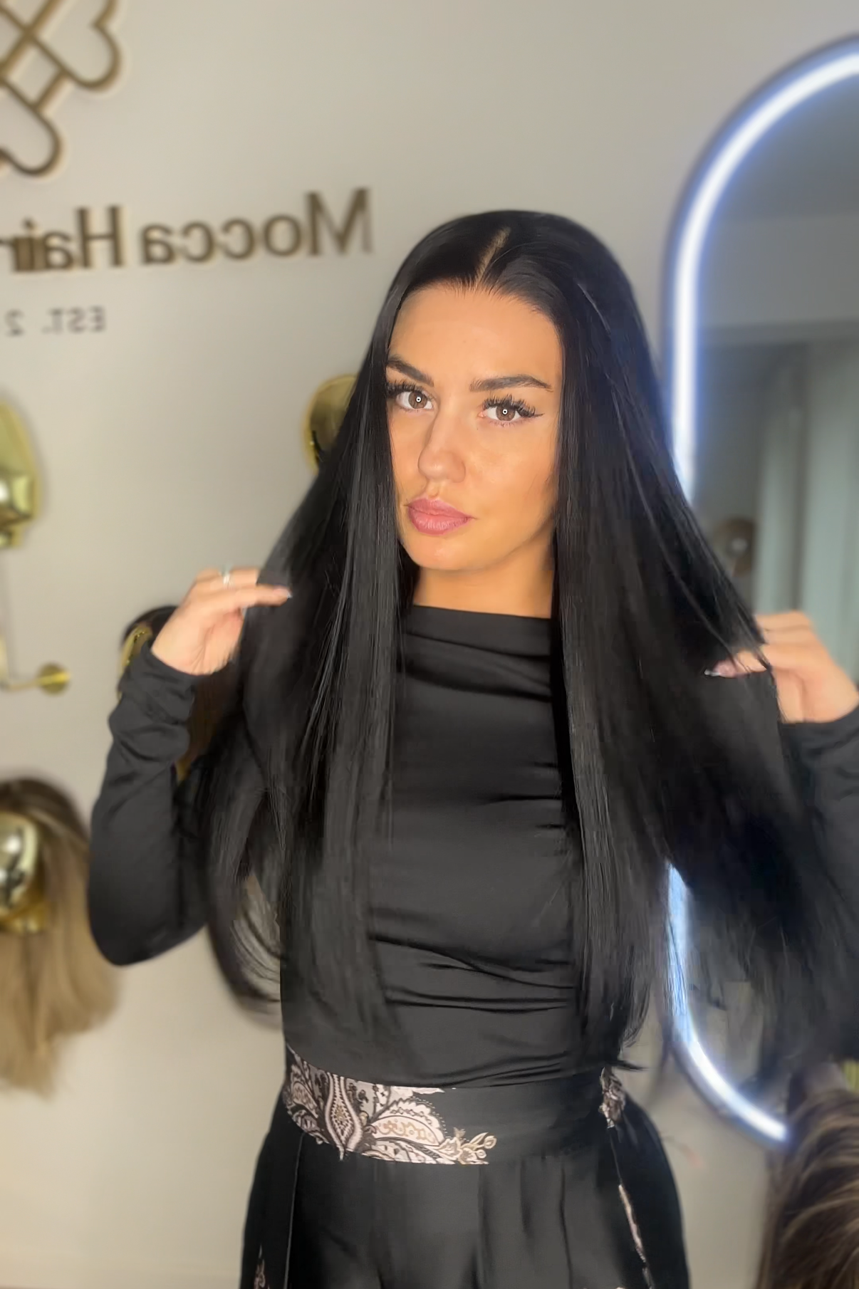 Straight black wig