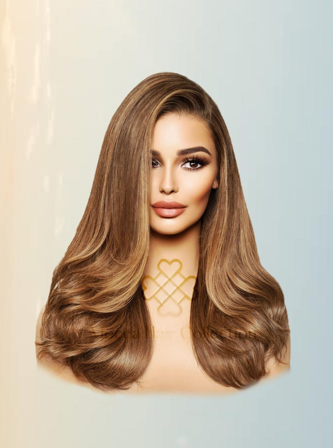 Light brown layered wig