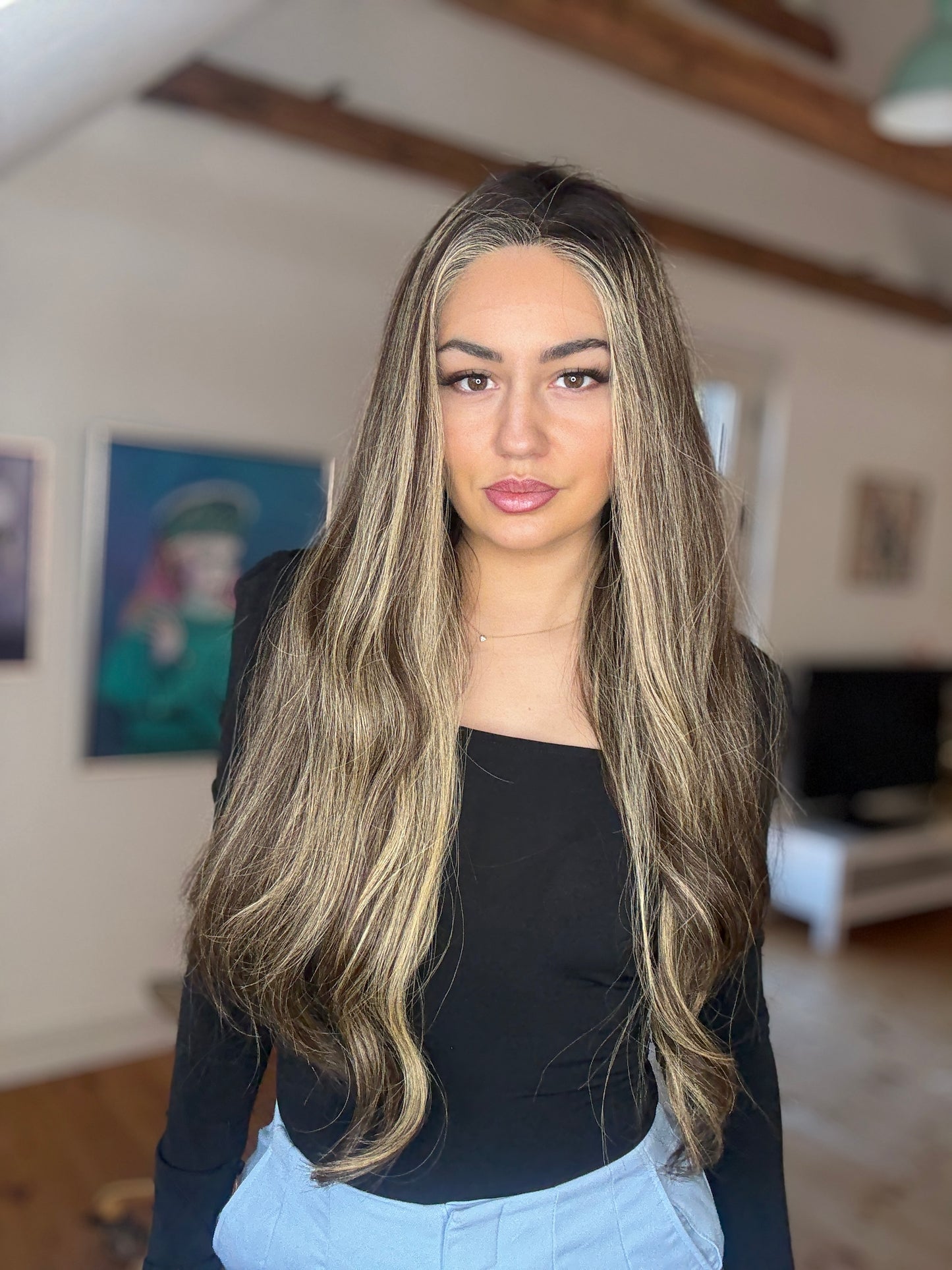 Exclusive collection - European wig - Brown Wig With Dark Roots & Blonde Highlights #1B + #3/#24