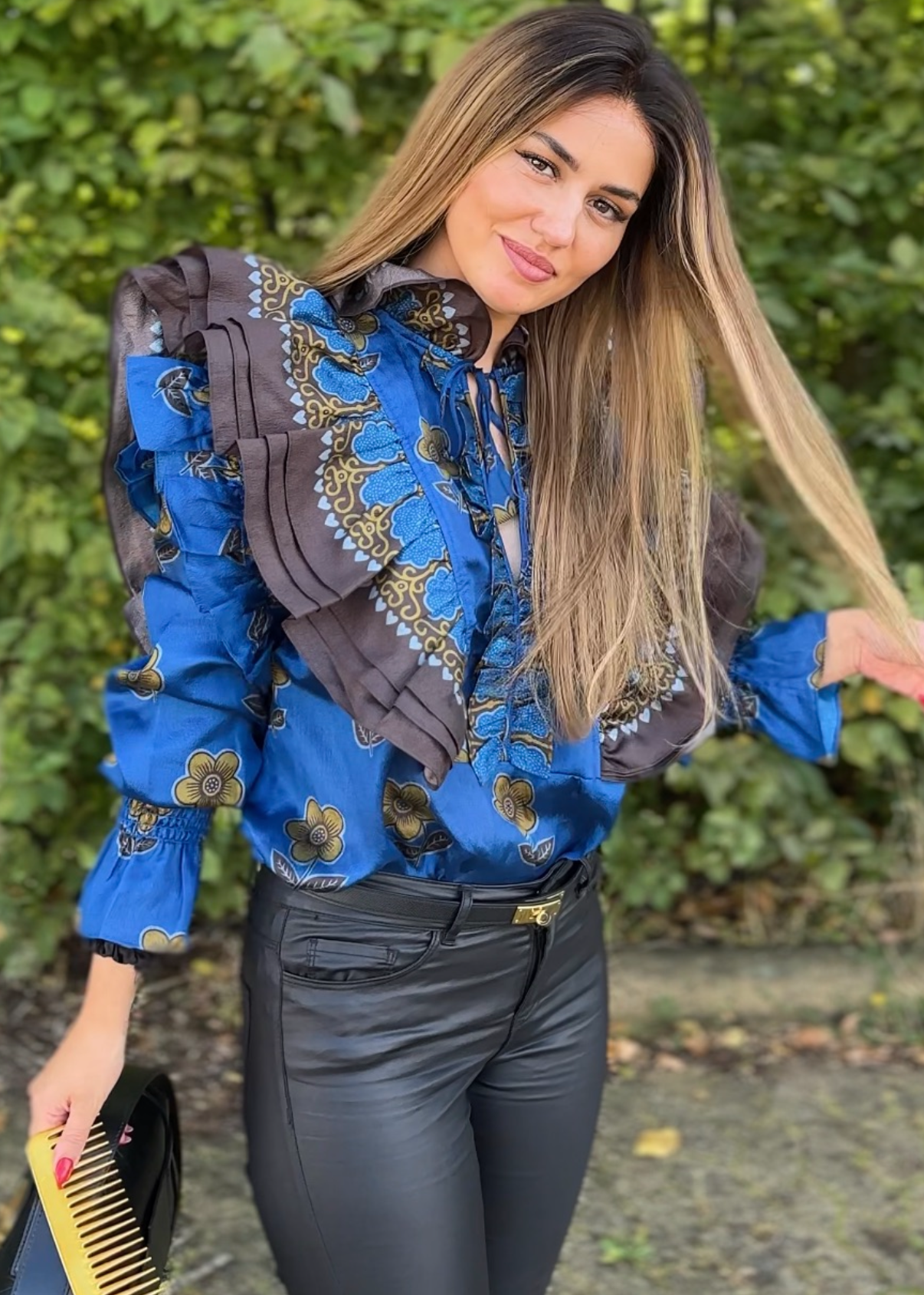 Honey brown blonde ombré wig w. money pieces