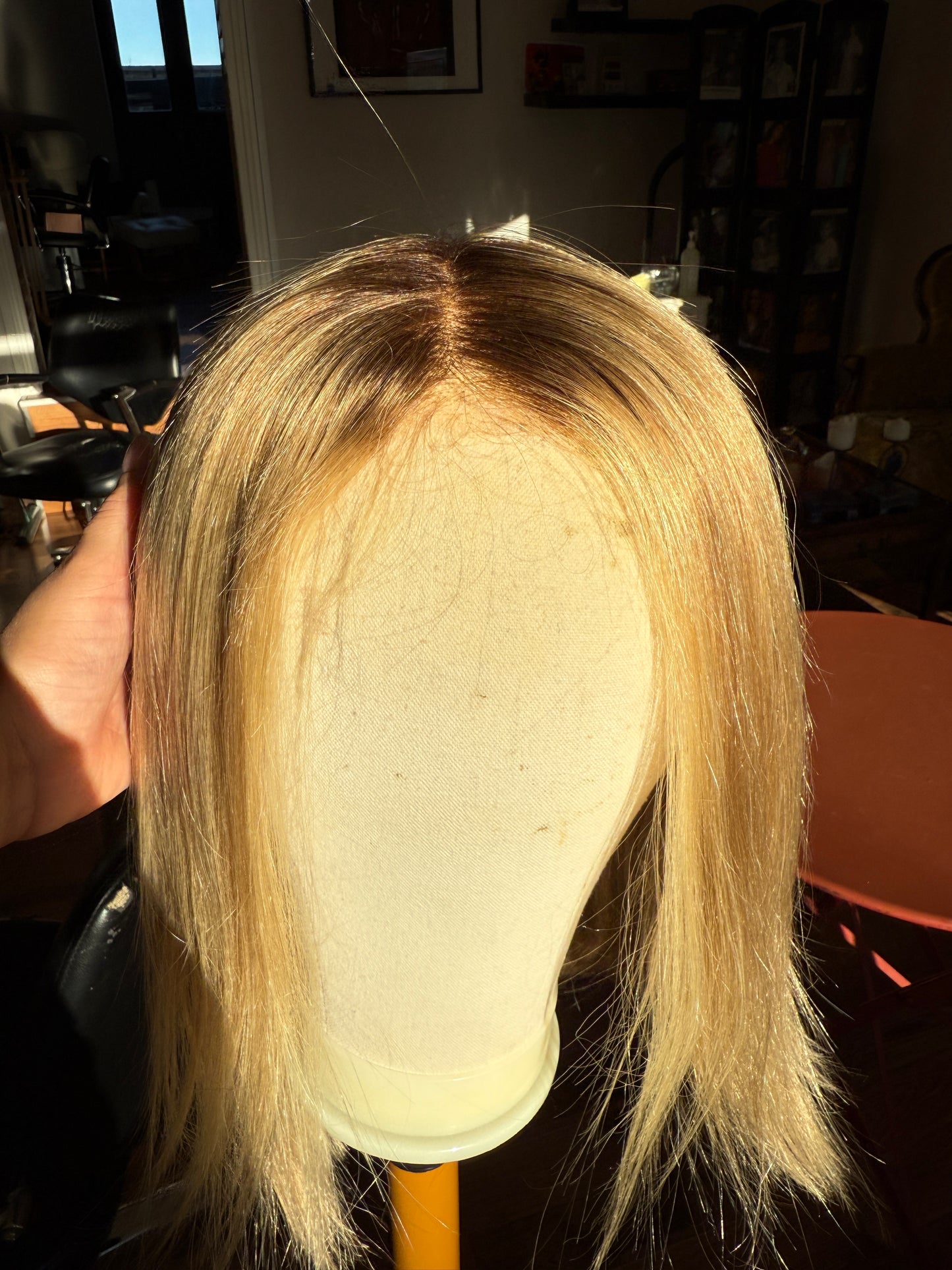 Blonde wig (please note that the roots are not bleached)