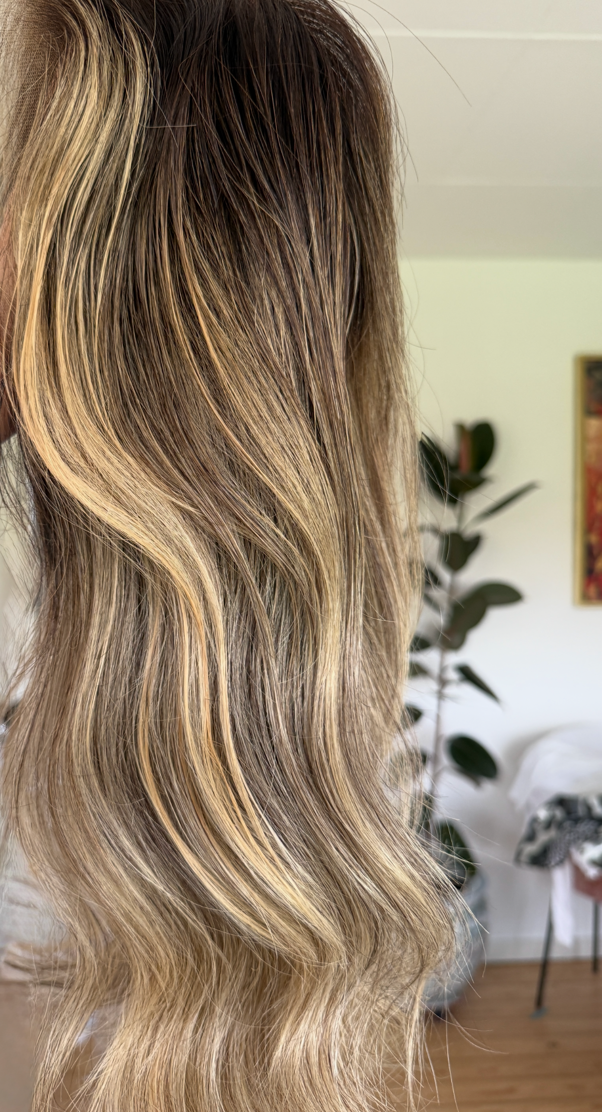 Dark brown with blonde highlights