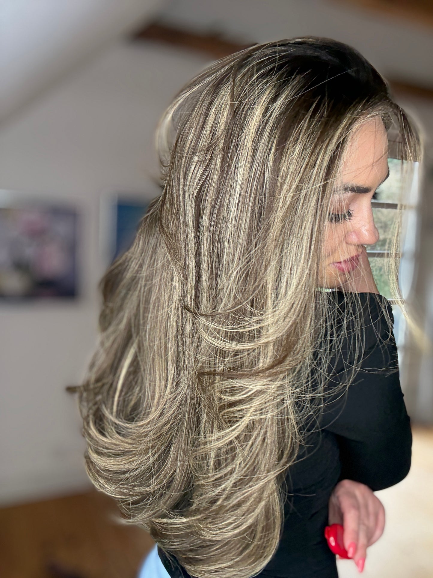 Exclusive collection - European wig - Brown Wig With Dark Roots & Blonde Highlights #1B + #3/#24